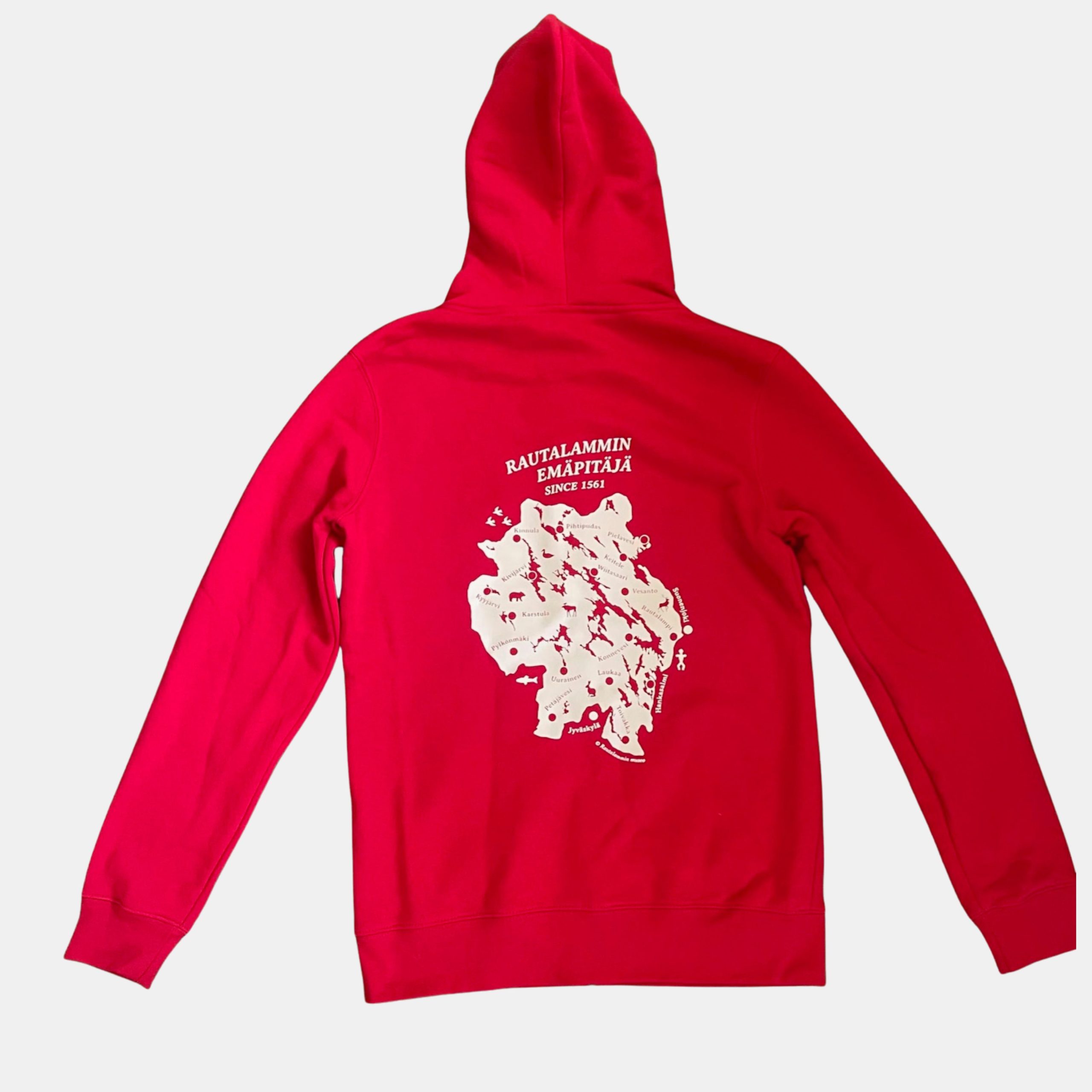Rautalammin emäpitäjä -huppari, naisten malli, punainen